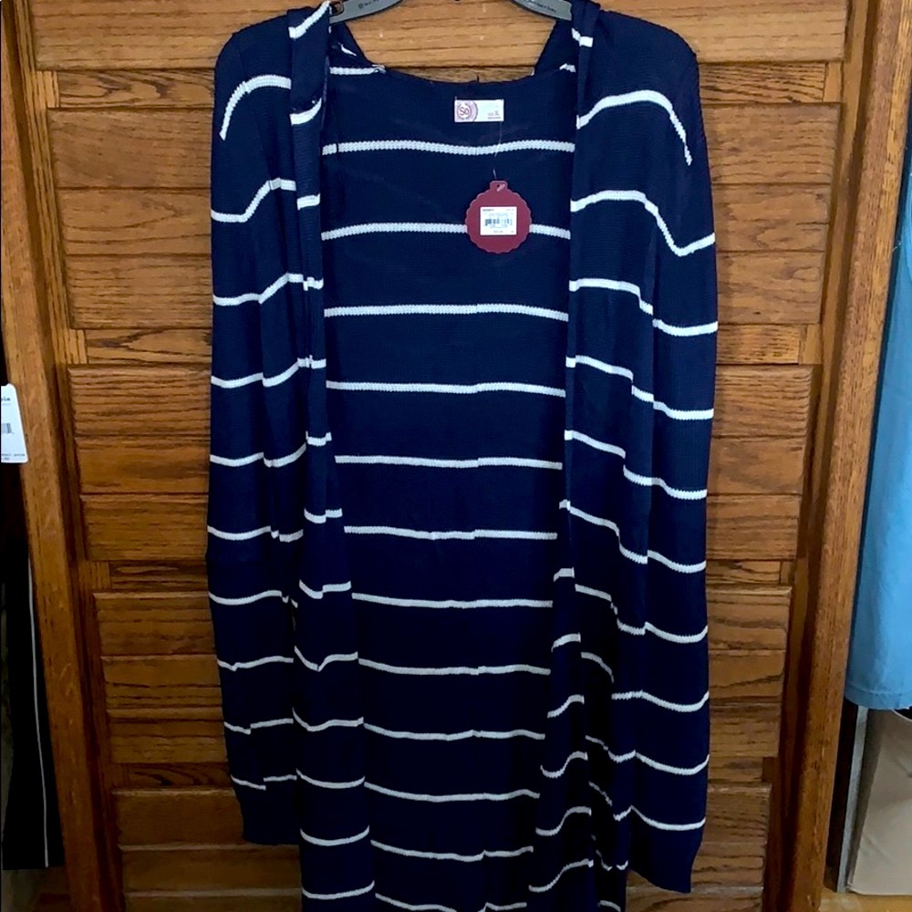 SO Striped Knit Hooded Cardigan NWT